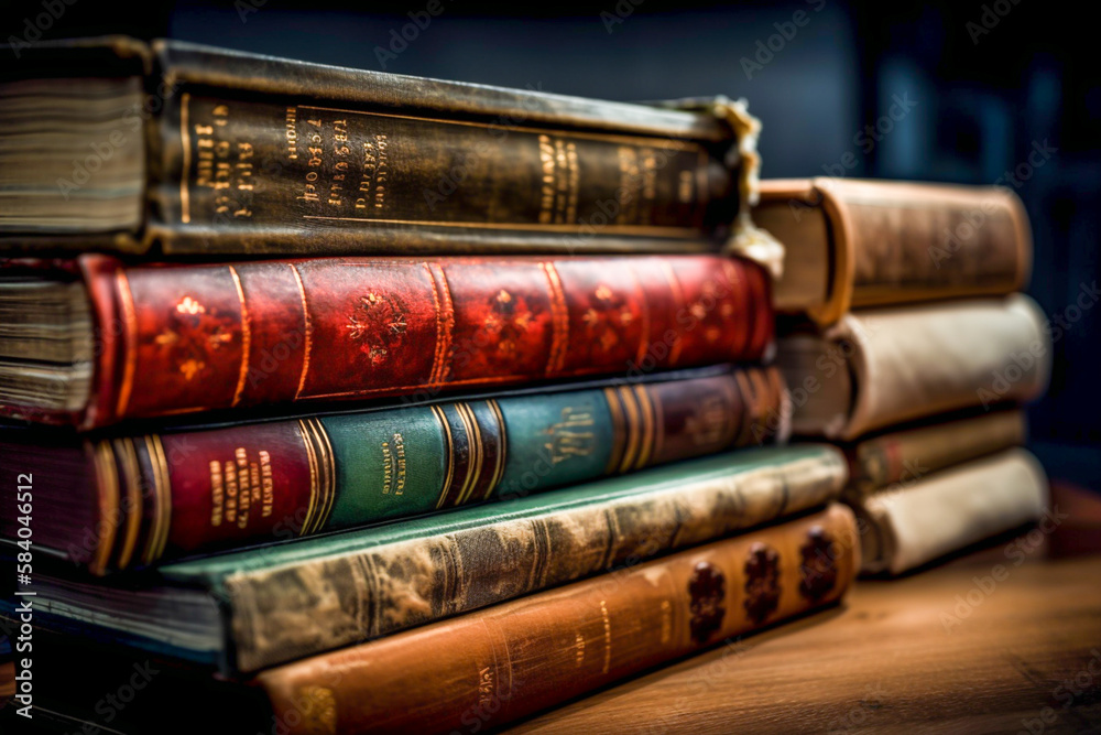 Antique books background, generative ai Antique books background, generative ai
