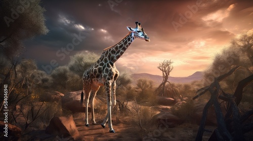 last giraffe. Created with Generative AI.