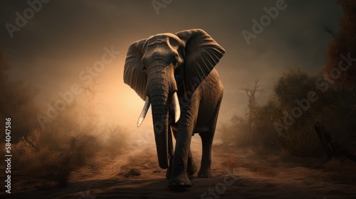 Last elephant. Created with Generative AI.