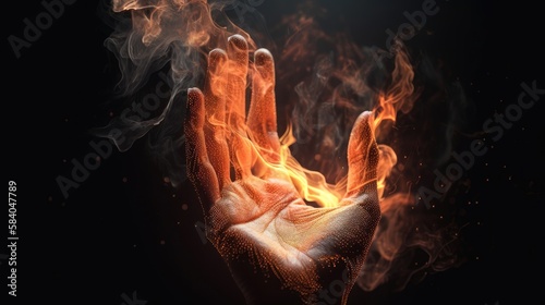 Hands of fire. Created with Generative AI.