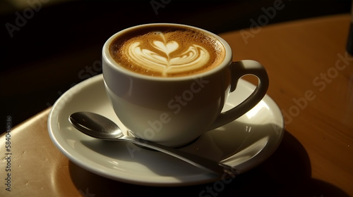 coffee, cup, drink, cappuccino, cafe, espresso, beverage, table, breakfast, white, hot, brown, caffeine, mug, latte, milk, saucer, food, chocolate, aroma, morning, cream, foam, black, spoon