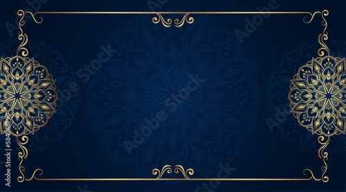 Blue background with golden mandala ornament