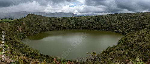 Panoramic view of Laguna de Guatavita in Colombia photo