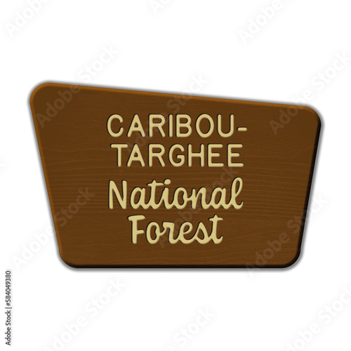 Caribou-Targhee National Forest wood sign illustration on transparent background
