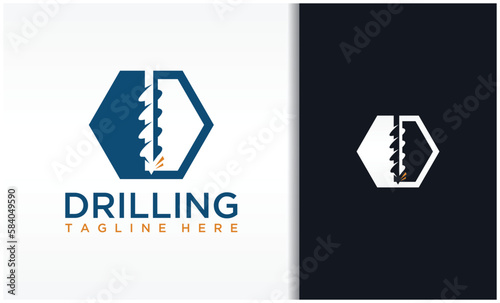 Drill Bit Logo Design Vector