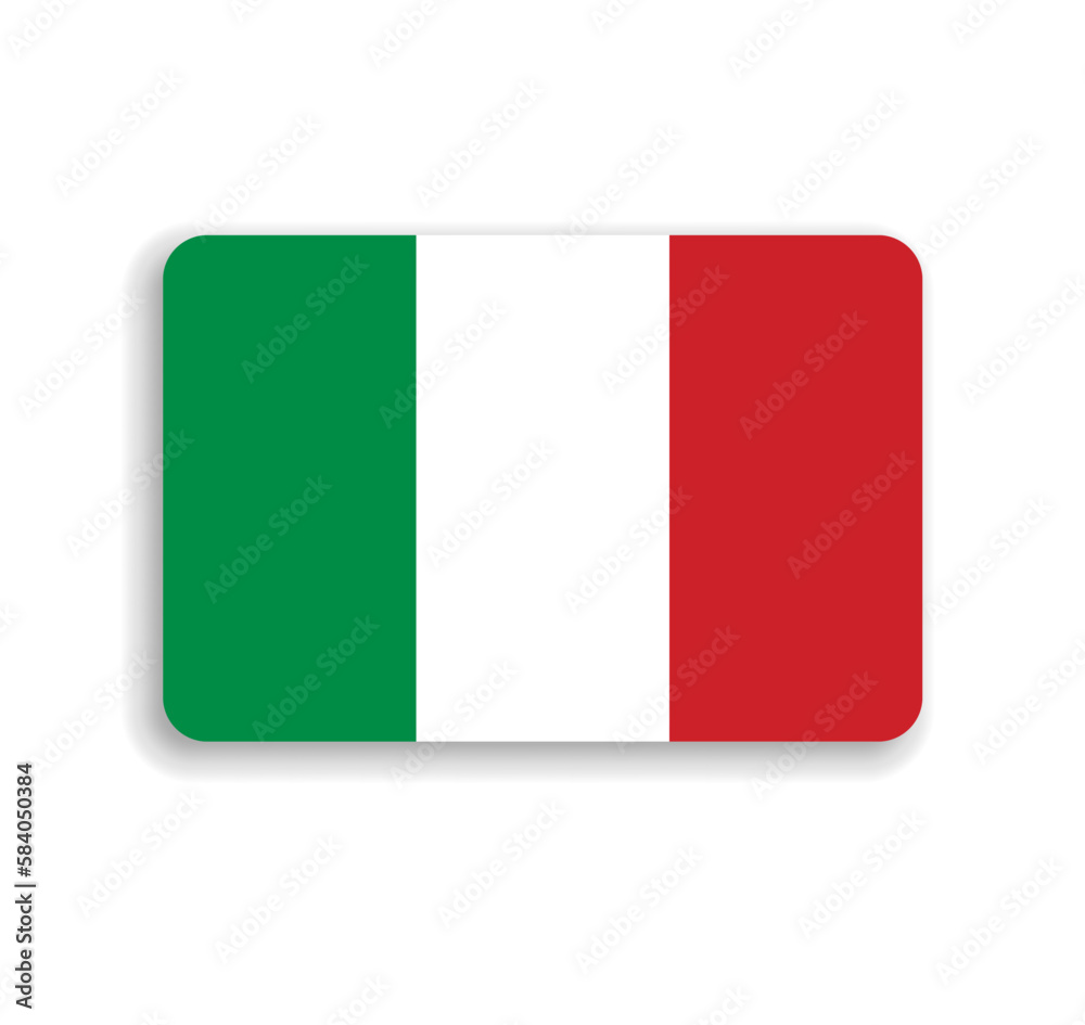 Italy flag - flat vector rectangle with rounded corners and dropped shadow. Italy flag - flat vector rectangle with rounded corners and dropped shadow.
