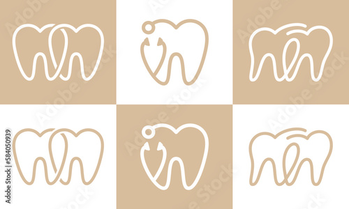 dental care logo. simple minimalist stethoscope tooth line inspiration vector design.