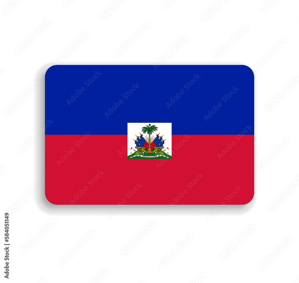 Obraz premium Haiti flag - flat vector rectangle with rounded corners and dropped shadow.