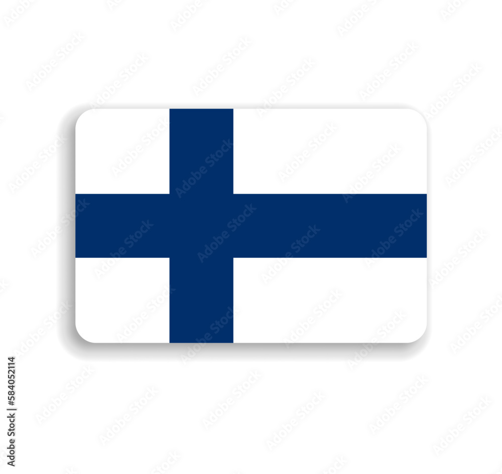 Finland flag - flat vector rectangle with rounded corners and dropped shadow. Finland flag - flat vector rectangle with rounded corners and dropped shadow.