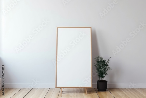 Empty Frame Mockup in Scandinavian style room. Illustration Generative AI