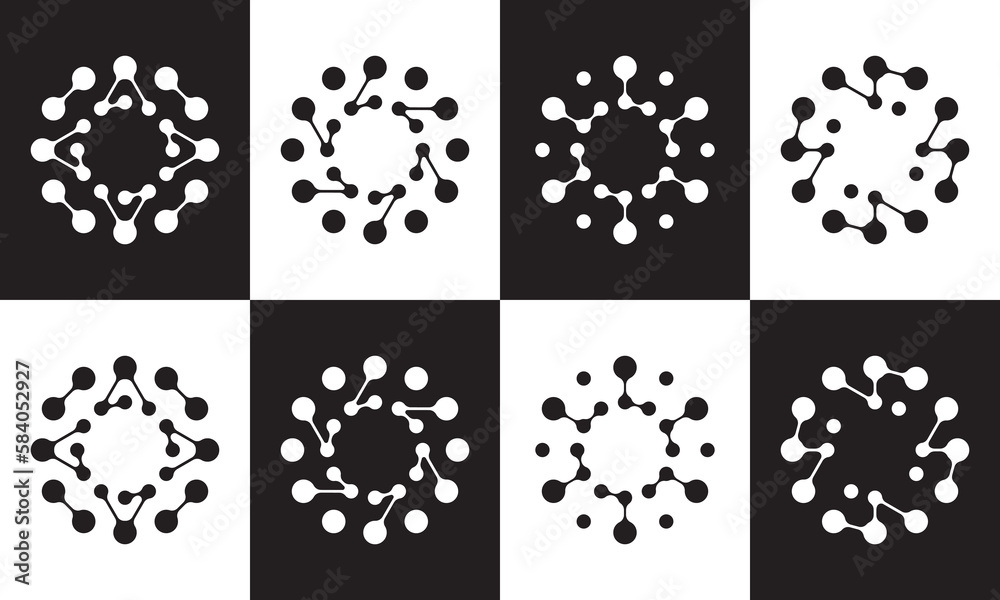 molecule logo vector. connection technology icon design - obrazy, fototapety, plakaty 