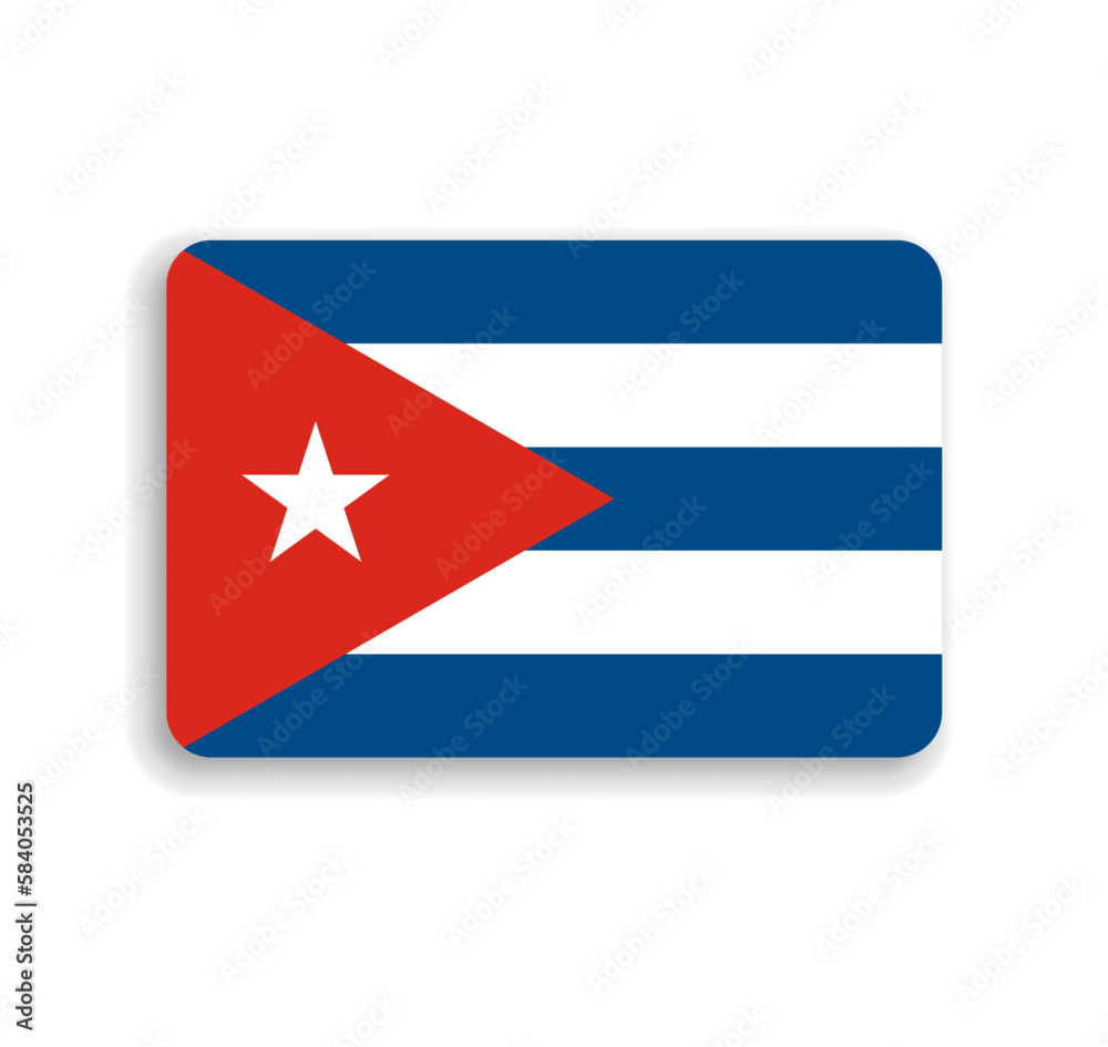 Cuba flag - flat vector rectangle with rounded corners and dropped shadow. Cuba flag - flat vector rectangle with rounded corners and dropped shadow.