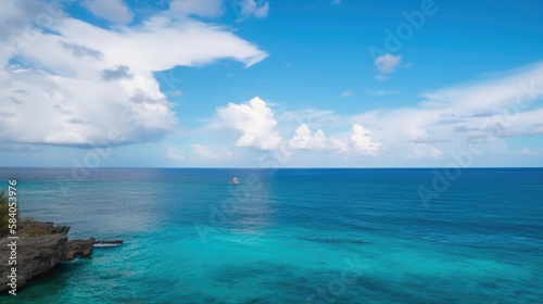 Blue Ocean Background. Illustration AI Generative.