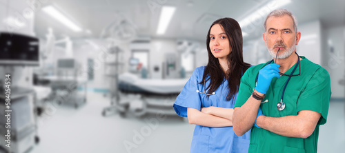 doctor with operating room hospital background