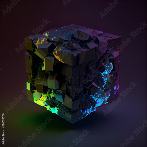 colorful abstract 3d digital cubism illustration, sacred geometry concept, generative AI photo