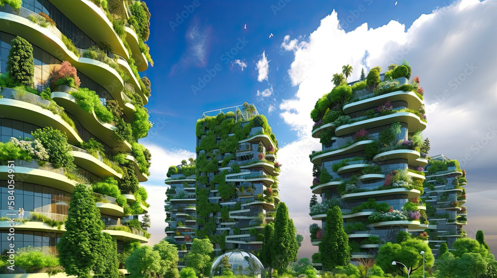 save the green planet, green cities future skyline, created using of AI tool