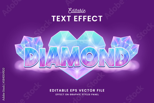 decorative editable diamond text effect vector design