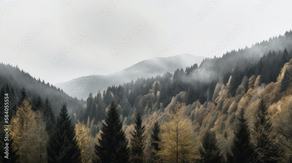 Forest landscape. Illustration AI Generative
