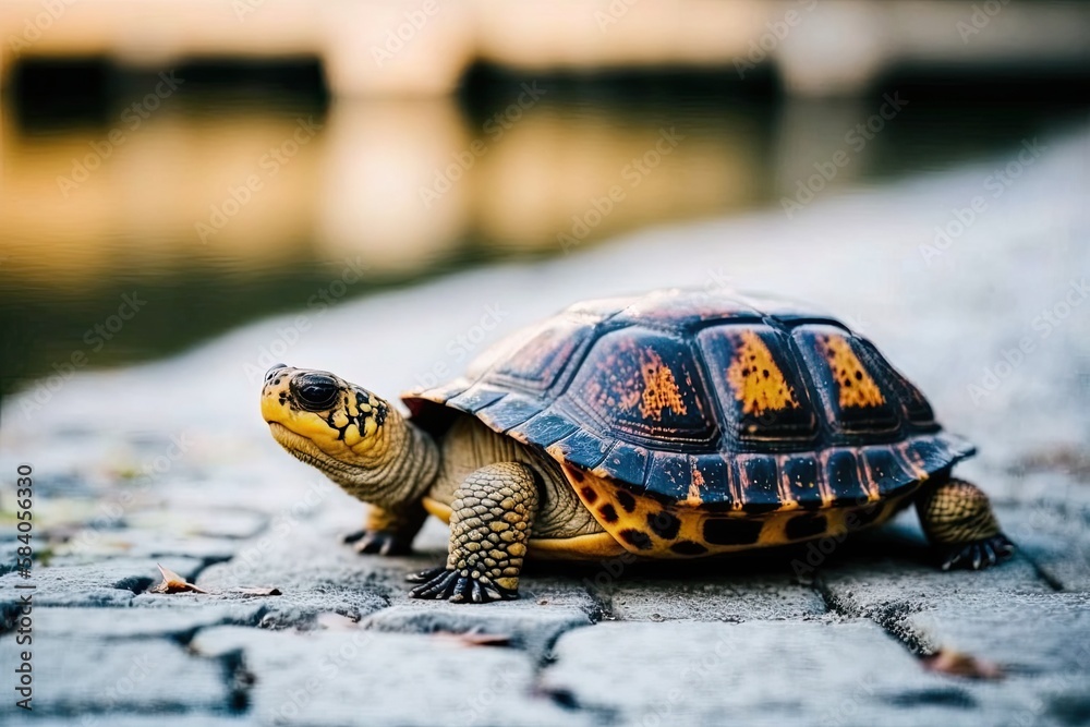 Fototapeta premium turtle in a canal, created with ai generative