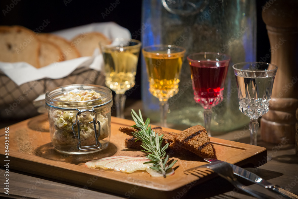 still life with wine and bread