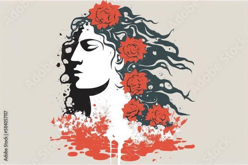 Happy maha shivratri shiva ling decorated with flowers, created with Generative AI technology