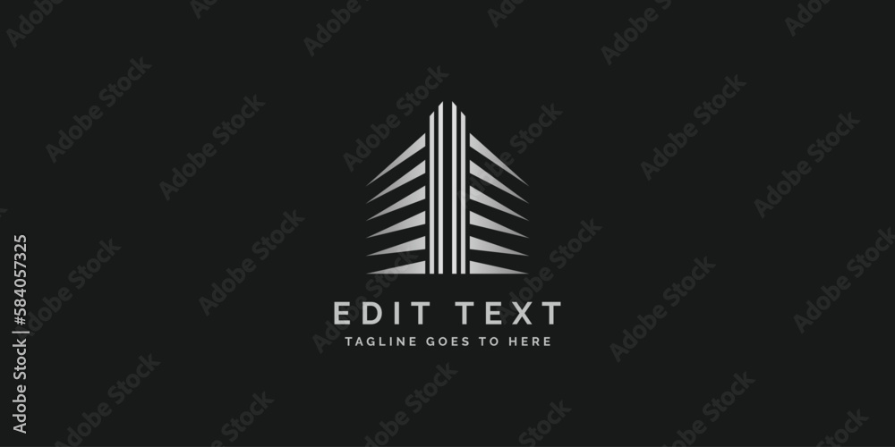 Real estate logo design with line art style. city building abstract For Logo Design Inspiration.