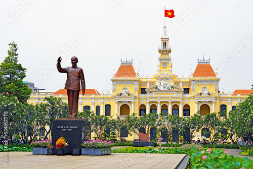 Statue of Ho Chi Minh in front of City Hall in Ho Chi Minh City (Saigon)