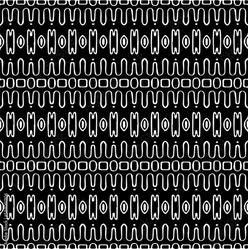 Vector geometric seamless pattern. Minimal ornamental background with abstract shapes. Black and white texture. Simple abstract ornament background. Dark repeat design for decor, fabric, cloth.