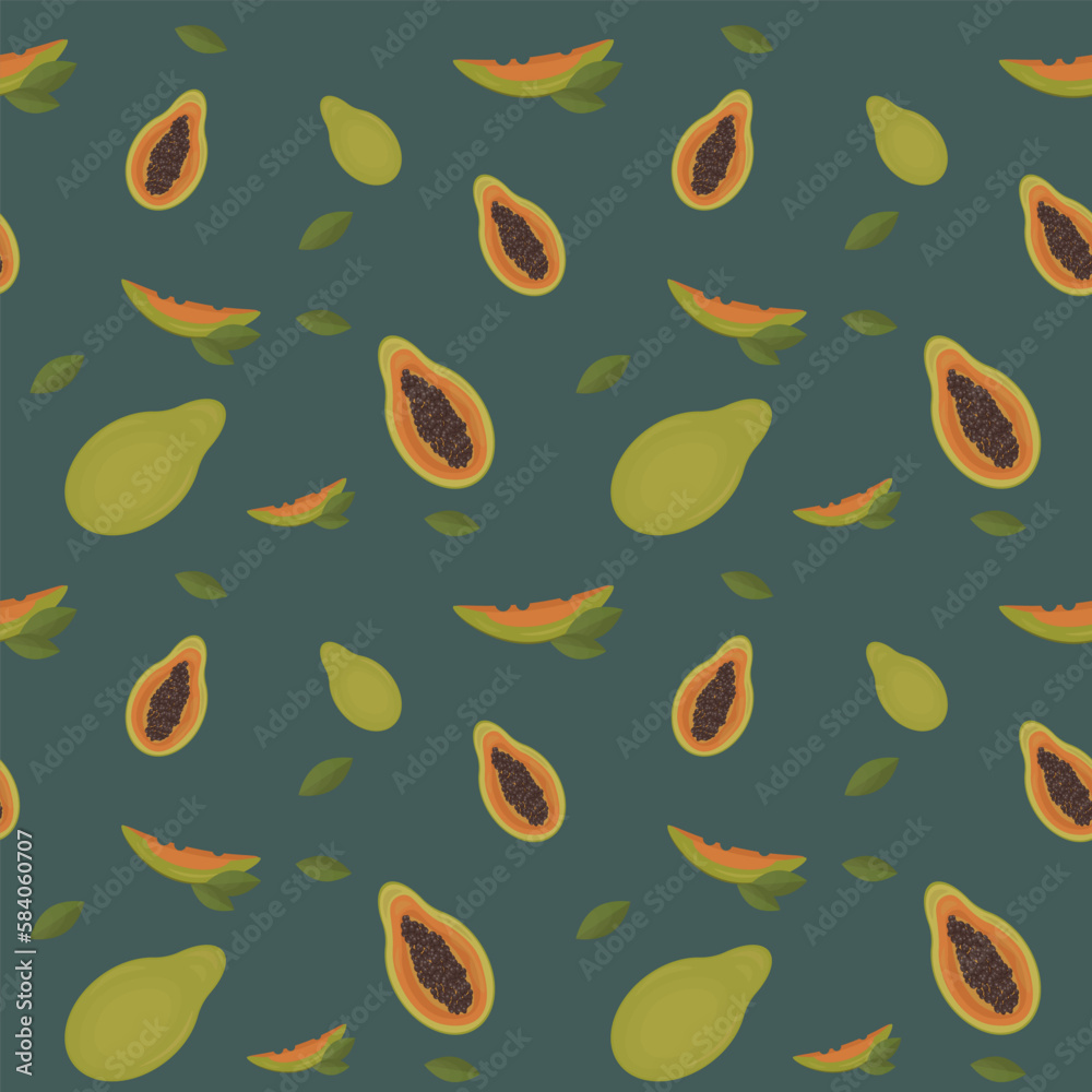 pattern with papaya fruit. plant vector illustration pattern with papaya fruit. plant vector illustration