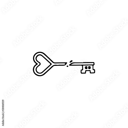 vector illustration of a heart shaped key