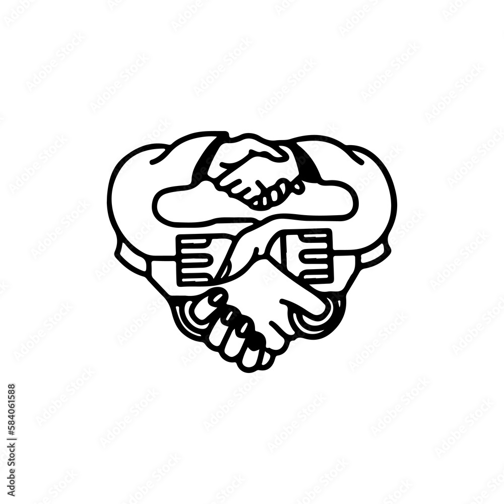 Fototapeta premium vector illustration of hands shaking hands with guns concept