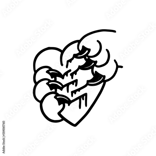 vector illustration of cat scratching with heart