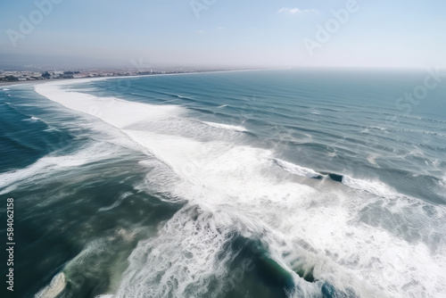 Looking at the black sea from the air with huge white waves © imlane