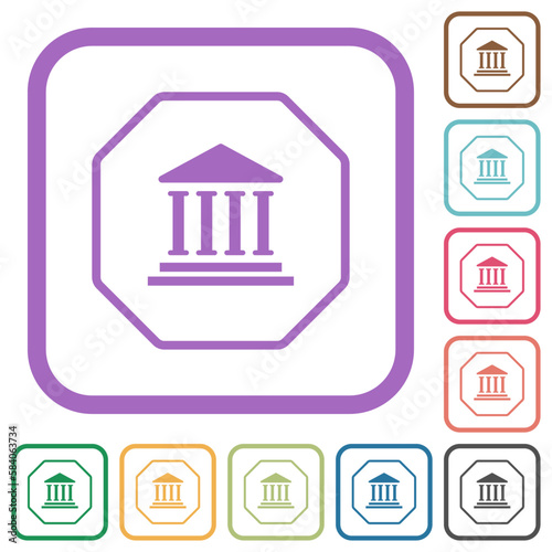 Octagon shaped banking sanction sign outline simple icons