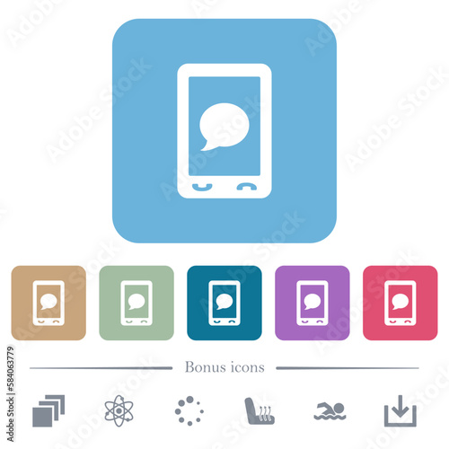 Mobile sms message flat icons on color rounded square backgrounds Free Download Mobile sms message flat icons on color rounded square backgrounds - GFXLoad