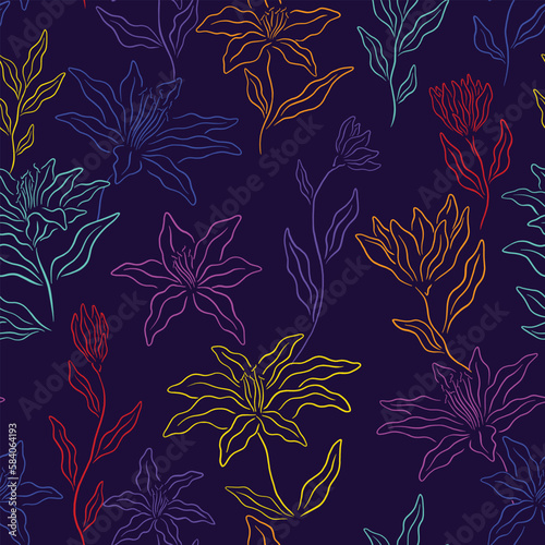 Abstract floral seamless pattern. Vector illustration floral design background. 
