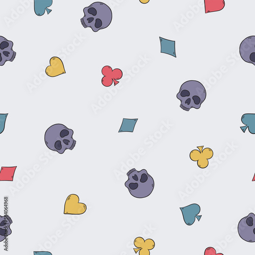 Photography Skull and Poker suits seamless pattern