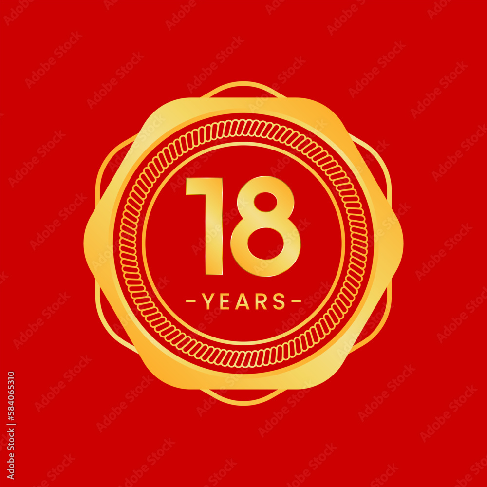 18 years anniversary, gold hexagon anniversary template with circular rope 18 years anniversary, gold hexagon anniversary template with circular rope