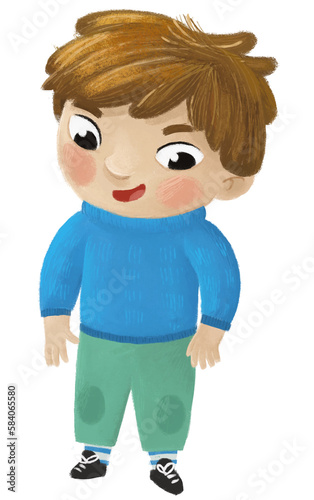 cartoon child kid boy dressed for spring autumn winter cheerful childhood illustration for kids