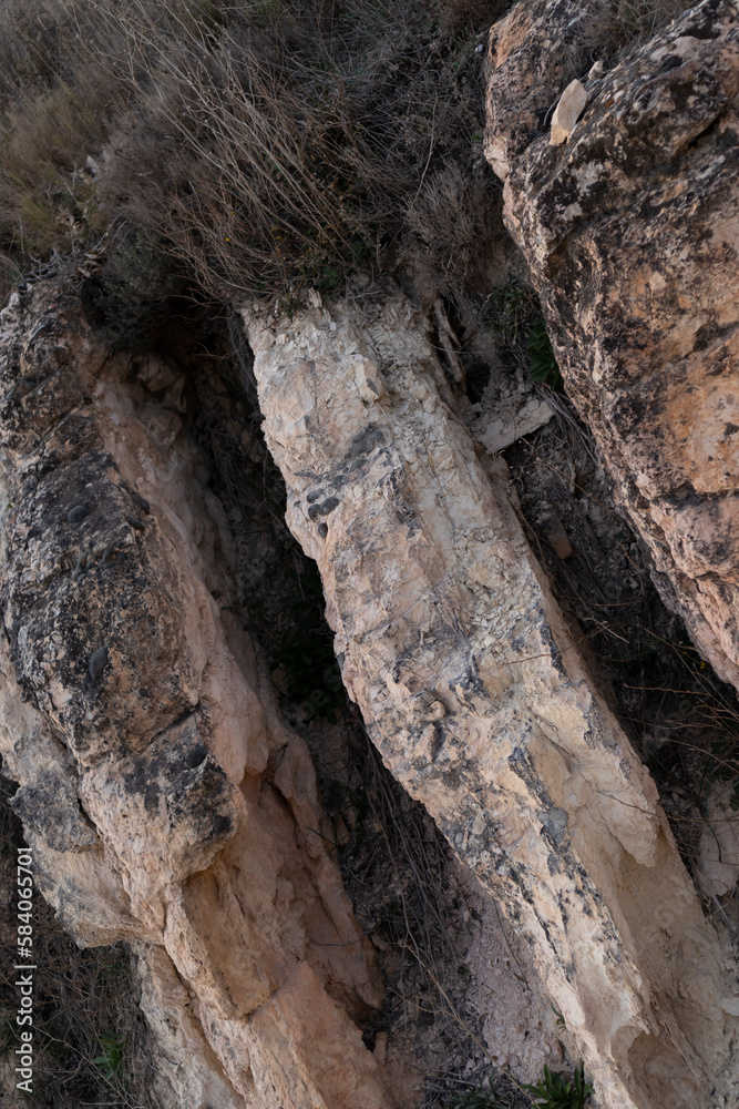 textures in mountain stones created by water