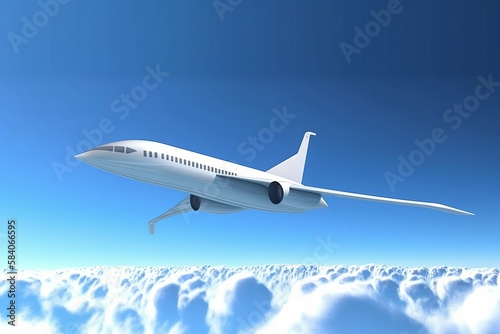 Glide Above the Clouds: Modern Jet in the Sky, Generative AI