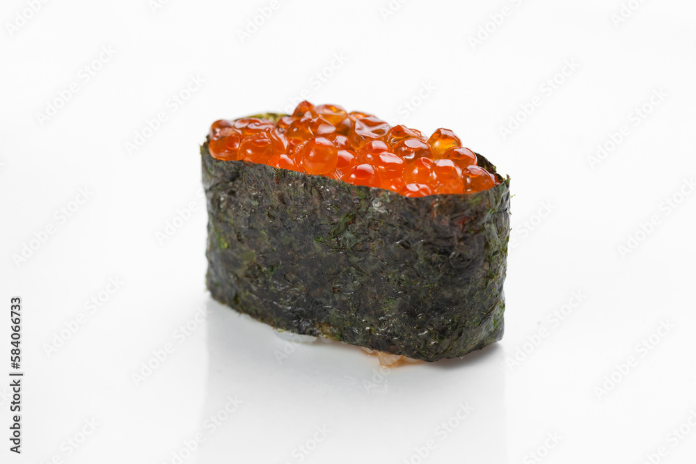 gunkan susi on a white background. traditional Japanese cuisine, Japanese sushi gunkan susi on a white background. traditional Japanese cuisine, Japanese sushi