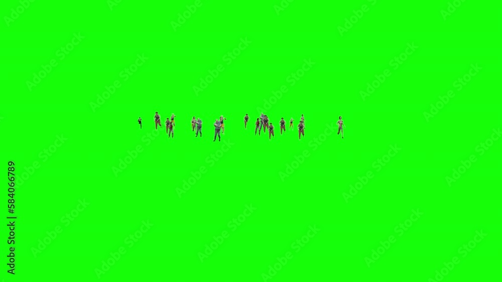 a zombie horde on a green background. escaping zombies. zombie group in 3d, chroma key. zombies running towards the camer a zombie horde on a green background. escaping zombies. zombie group in 3d, chroma key. zombies running towards the camer