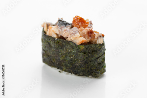 Japanese sushi rolls on white background.traditional Japanese cuisine, Japanese sushi