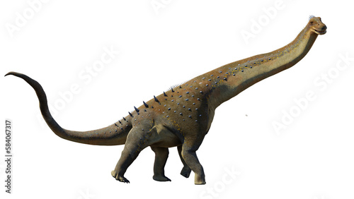 Alamosaurus, a long-necked dinosaur from the Late Cretaceous period isolated on transparent background © dottedyeti