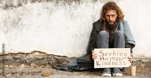 Portrait of poor homeless m...