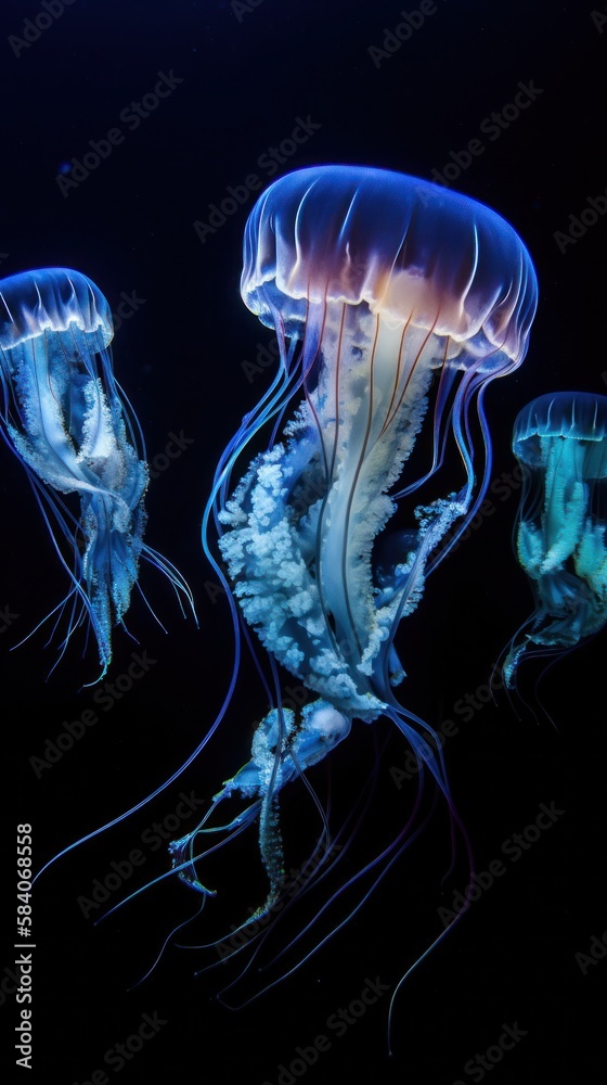 Colurful and mesmerizing Deep sea jellyfish. Gen AI