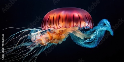 Colurful and mesmerizing Deep sea jellyfish. Gen AI © Sparrowski