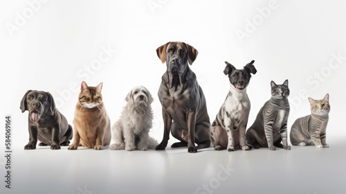 Gruppo di animali domestici cani e gatti photo