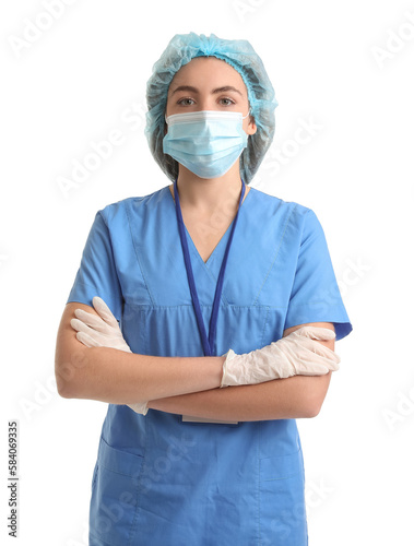 Female nurse in medical mas...